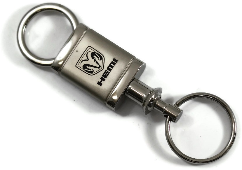 Ram Head Hemi Satin Chrome Valet Authentic Logo Key Chain